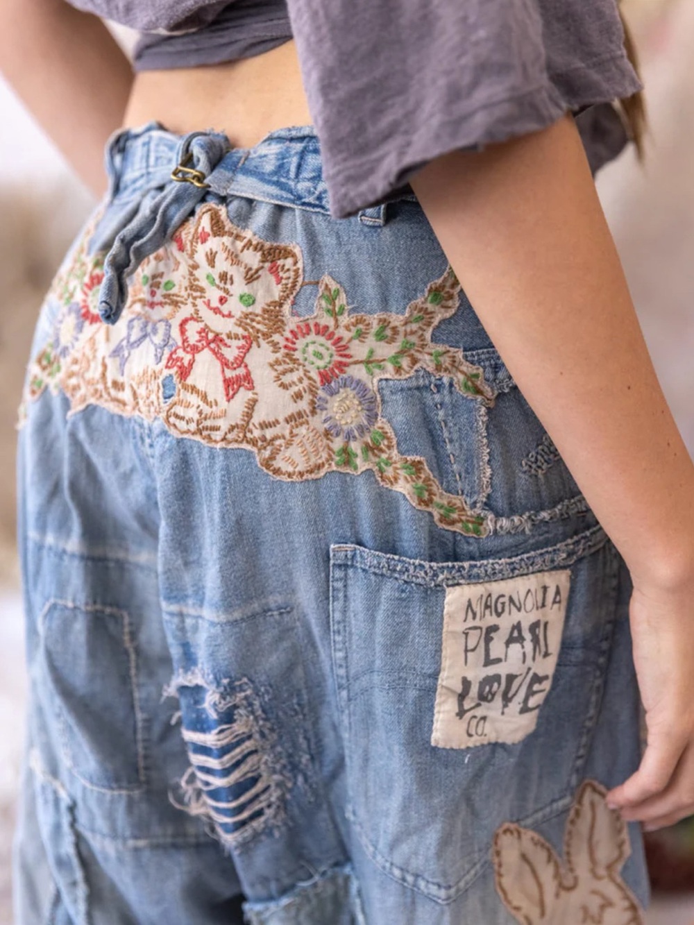 Magnolia Pearl Lil’ Friends Miners Denim Pants 423, Washed Indigo, OS - Picture 13 of 13